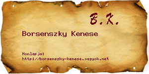 Borsenszky Kenese névjegykártya